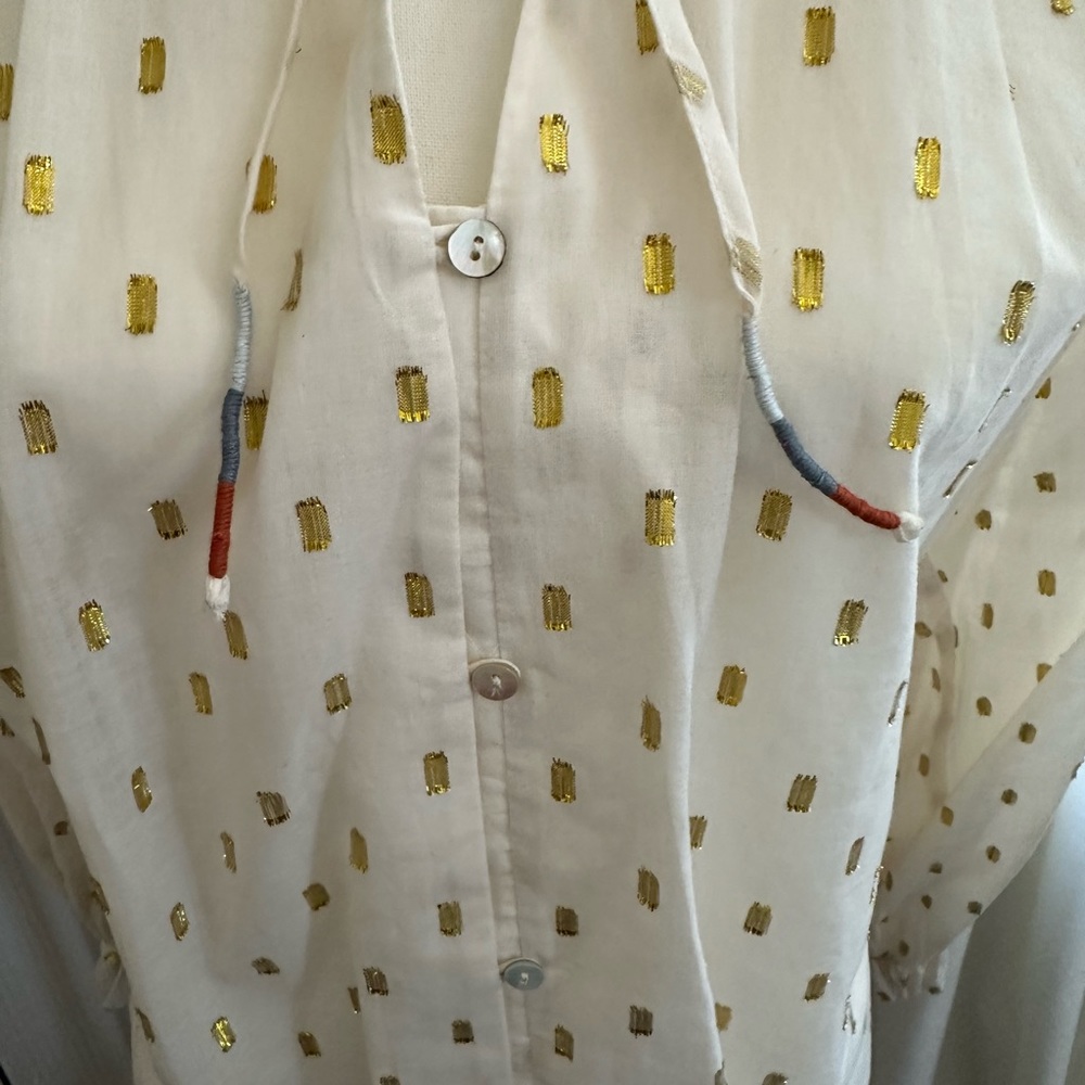 Anthropologie DOLAN off white tie blouse - Picture 9 of 11